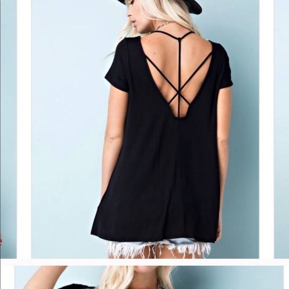 Black top with cross cross open back - Picture 3 of 3